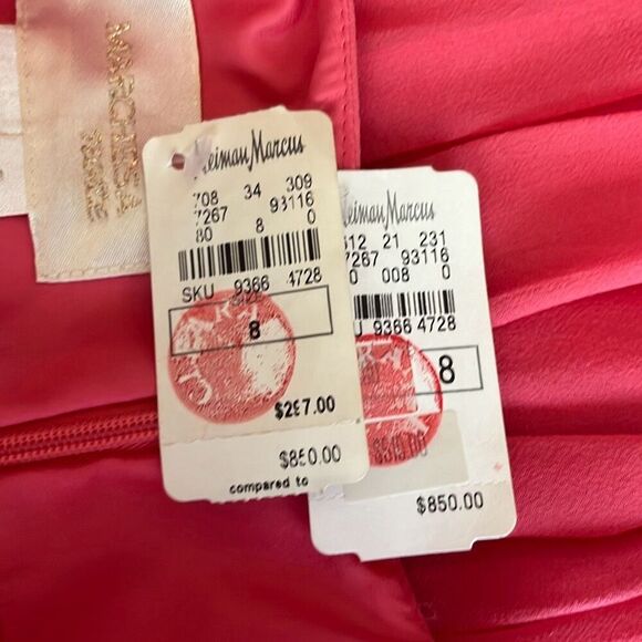 Marchesa Notte Pink 100% Silk Cocktail Dress Pleated Fit Flare NWT Sz 8 $850 - Picture 12 of 16